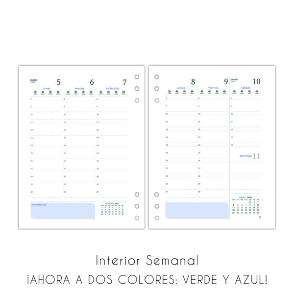 Mecanismos De Repuesto Para Cuadernos A6 - 2 Piezas, Anillas De 6 Agujeros, Diámetro 20 Mm